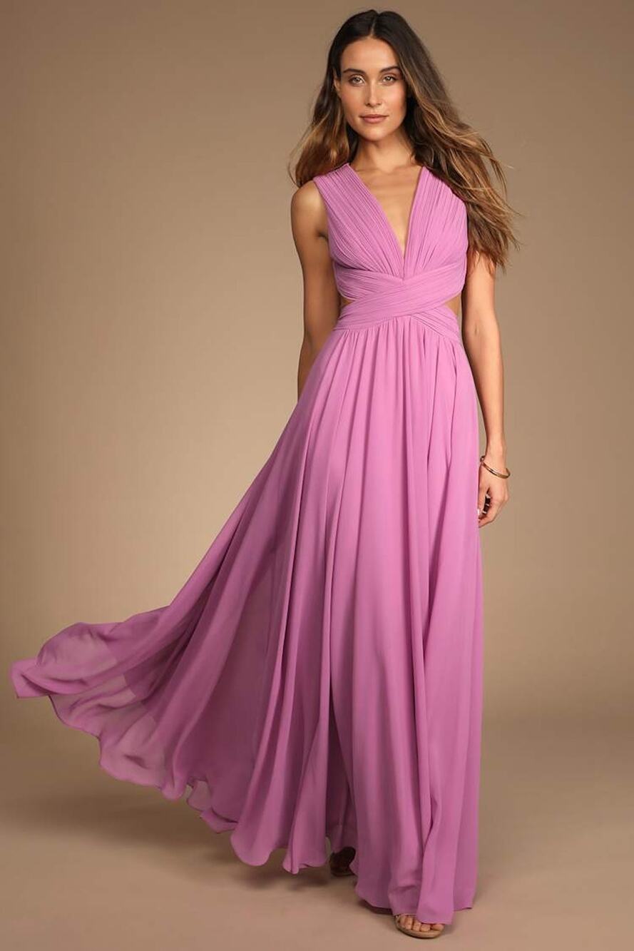 NWT Lulus Vivid Imagination Lilac Cutout Maxi Dress Bridesmaid Wedding Size S